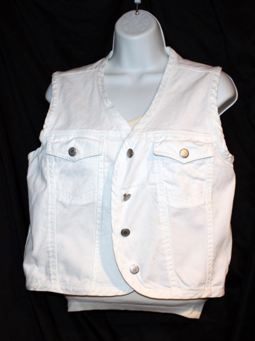 At Last & Co White Denim Vest